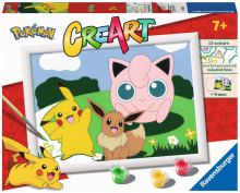 Malování podle čísel - CreArt - Pokémoni Pikachu, Eevee a Jigglypuff - 24 x 18cm