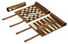 Šachy, Dáma, Backgammon - cestovní, imitace kůže (Philos 2801)