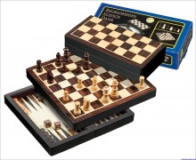 Šachy, dáma, vrhcáby (backgammon) - magnetický cestovní set (Philos 2507)