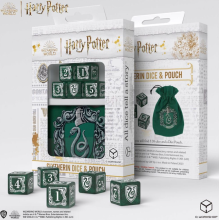 Sada 5 kostek D6 + pytlík - Harry Potter Slytherin dice and pouch