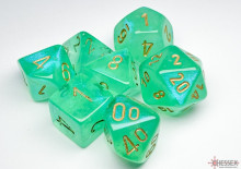 Sada 7 kostek Chessex - Borealis Light Green / gold - 27575