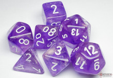 Sada 7 kostek Chessex - Borealis Purple / white- 27577