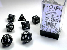 Sada 7 kostek Chessex - Černá / Bílá- 25408
