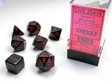 Sada 7 kostek Chessex - Černá / Červená - 25418