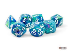 Sada 7 mega kostek Chessex - Festive leknínová a bílá - 22546