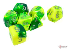 Sada 7 kostek Chessex - Gemini Green - Yellow / silver - 26454