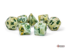 Sada 7 mega kostek Chessex - Marble zelená tmavě zelená - 22409