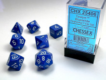 Sada 7 kostek Chessex - Modrá / Bílá - 25406
