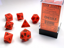 Sada 7 kostek Chessex - Oranžová / Černá - 25403