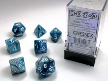 Sada 7 kostek Chessex - Slate / White Lustrous - 27490