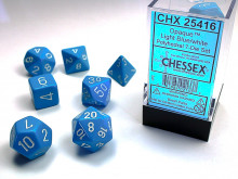 Sada 7 kostek Chessex - Světle modrá / Bílá - 25416