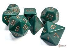 Sada 7 kostek Chessex - Tmavě zelená / Měděná - 25415