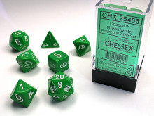 Sada 7 kostek Chessex - Zelená / Bílá - 25405