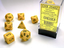 Sada 7 kostek Chessex - Žlutá / Černá - 25402
