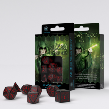 Sada 7 kostek Elvish dice set černá/červená - SELV06
