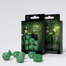 Sada 7 kostek Elvish dice set zelená/bílá - SELV14