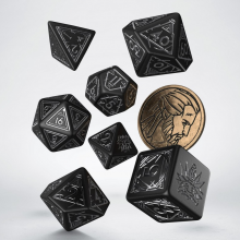 Sada 7 kostek - The Witcher Dice Set - Geralt - černá a stříbrná - SWGE04