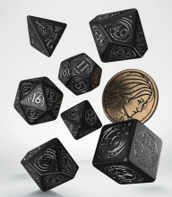 Sada 7 kostek - The Witcher Dice Set - Yennefer - černá a stříbrná - SWYE02