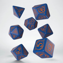 Sada 7 kostek Wizard tmavě modrá a oranžová - SWIZ90