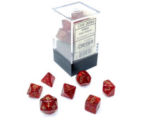 Sada 7 mini kostek Chessex - Glitter Ruby / gold - 20504