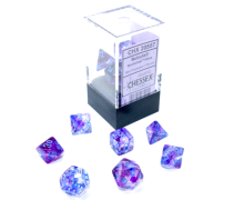 Sada 7 mini kostek Chessex - Nebula Nebula Nocturnal / Blue Luminary - 20557