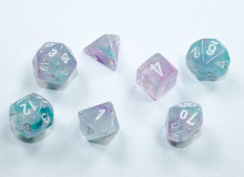 Sada 7 mini kostek Chessex - Nebula Wisteria / white - 20545