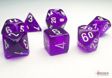 Sada 7 mini kostek Chessex - Purple / white  - 20377