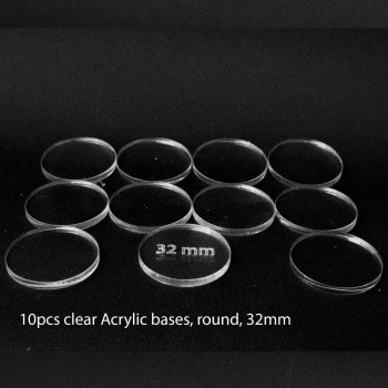 Acrylic Base - Round 32mm (10 Pcs) - průhledné podstavce pro figurky