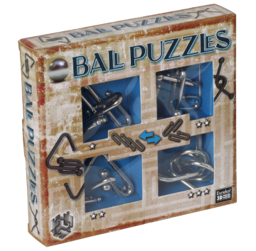 Sada 4 kovových hlavolamů Ball Puzzles - modrá (473203)