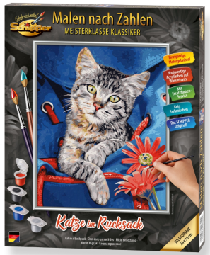 Malování podle čísel - Kočka v batohu - Katze 24 x 30cm
