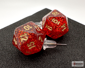 Náušnice Chessex třpytivě červená D20 - pecka - 54508