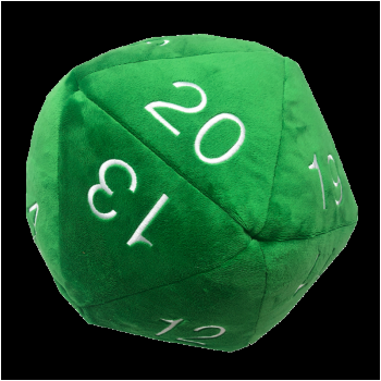 Plyšová kostka D20 - zelená s bílými čísly