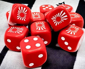 Sada 12 kostek Chessex - Japan War Dice Opaque Red/white 16mm d6 - 29062