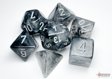 Sada 7 kostek Chessex - Borealis Light Smoke / silver- 27578