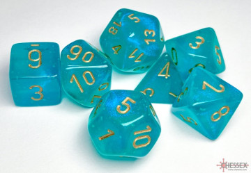 Sada 7 kostek Chessex - Borealis Teal / gold - 27585