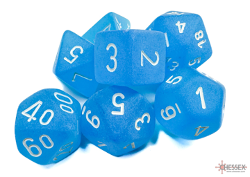 Sada 7 kostek Chessex - Frosted modrá a bílá - 27416