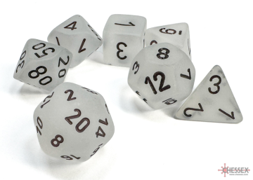 Sada 7 kostek Chessex - Frosted průsvitná a černá - 27401