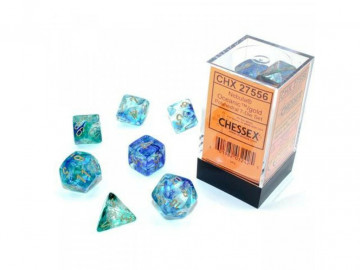 Sada 7 kostek Chessex - Nebula Oceanic / Gold Polyhedral - 27556