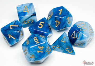 Sada 7 kostek Chessex - Phantom Teal / gold - 27489