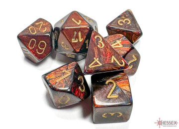 Sada 7 kostek Chessex - Scarab Blue Blood / gold - 27419