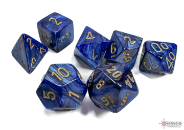 Sada 7 kostek Chessex - Scarab modrá a zlatá - 27427