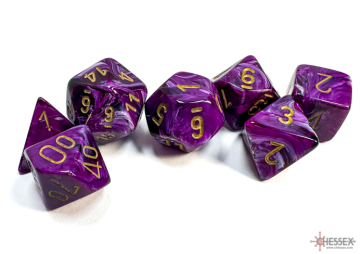 Sada 7 kostek Chessex - Vortex fialová a zlatá - 27437