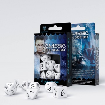 Sada 7 kostek classic dice set bílá/černá - SCLE02