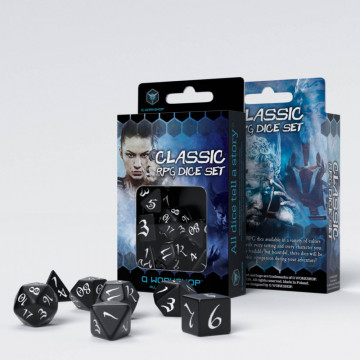 Sada 7 kostek classic dice set černá/bílá - SCLE05
