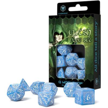 Sada 7 kostek Elvish dice set modrá/bílá - SELV09