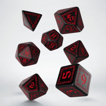 Sada 7 kostek Runic dice set černá/červená - SRUN06