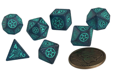 Sada 7 kostek - The Witcher Dice Set - Yennefer - černá a zelená - SWYE01