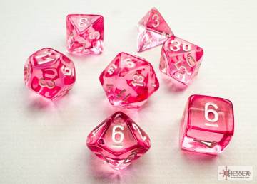 Sada 7 mini kostek Chessex - Pink / white  - 20384