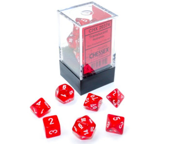 Sada 7 mini kostek Chessex - Red / white  - 20374