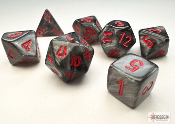 Sada 7 mini kostek Chessex - Velvet Black / red - 20478